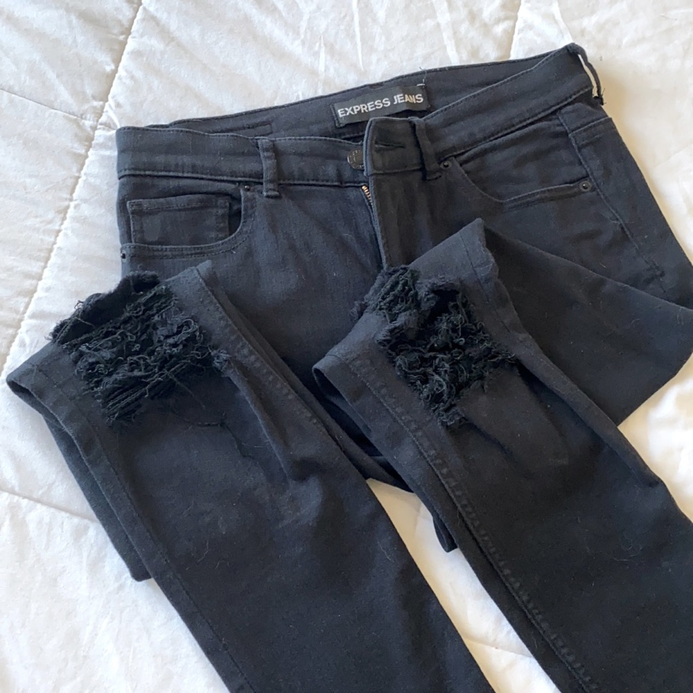 Black Express High Rise Distressed Jeggings